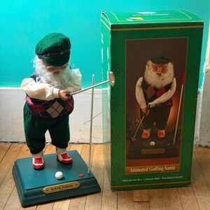 VintageY2K Golfing Santa Dances North Pole Mancave Sport Christmas Decor